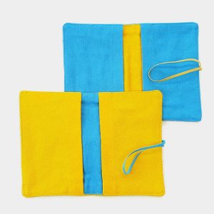 Large Flip Pouch Duo - Turquoise and Yellow