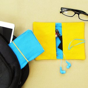 Large Flip Pouch Duo - Turquoise and Yellow