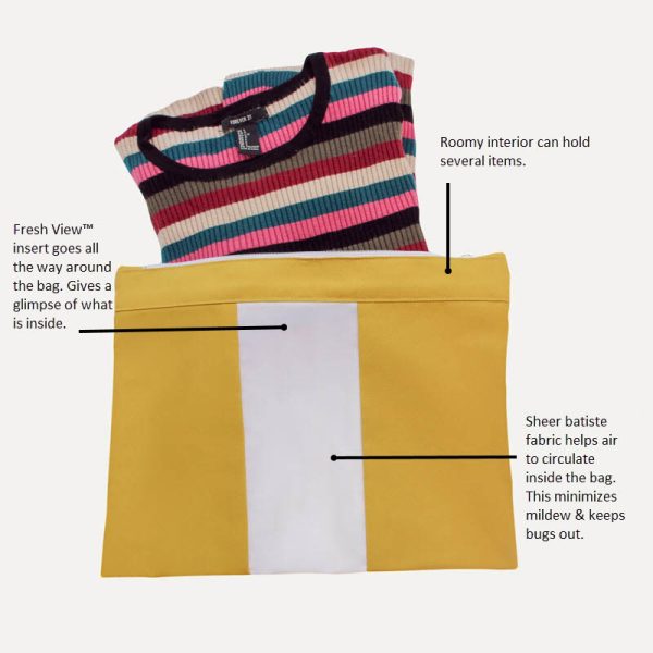 photo of flat fold bag with product description features