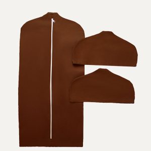 photo of hanging garment bag bundle in brown