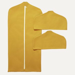 photo of hanging garment bag bundle in tan