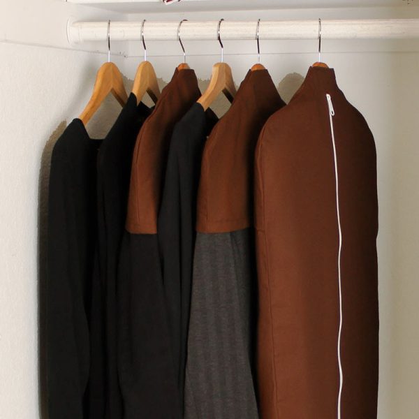 photo of Fresh View garment bags and shoulder covers in brown