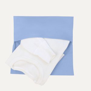 Product photo of Garment Saver Folding Bag in Blue Mist color and in use