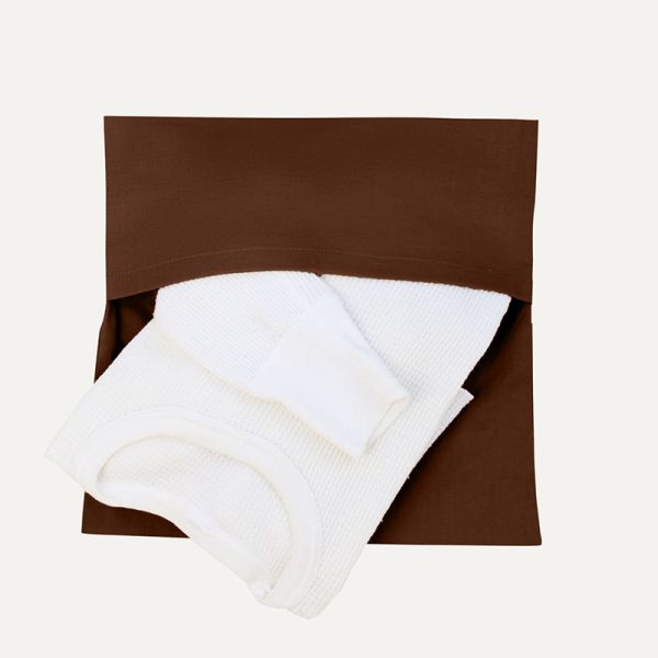 Product photo of Garment Saver Folding Bag in Brown color and in use