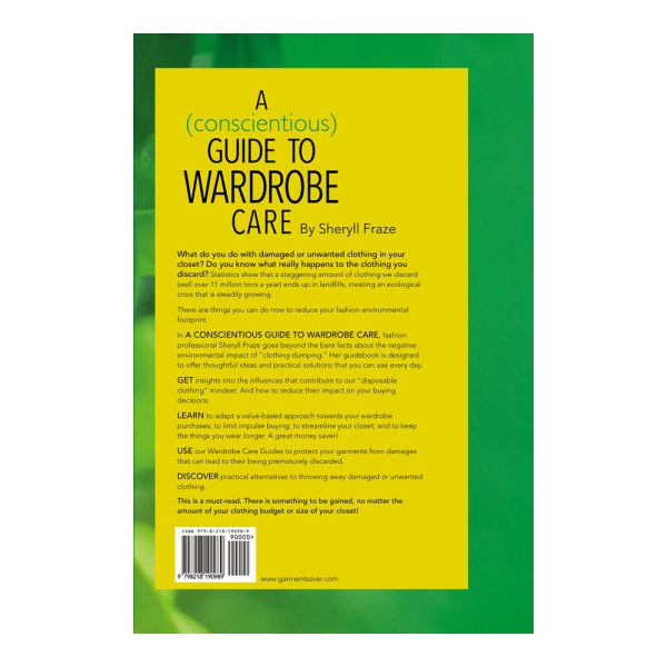 photo of the back cover of the book "A (conscientious) Guide to Wardrobe Care"