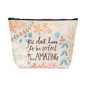 photo of Garment Saver Message Makeup Bag with the message, "you don't have to be perfect to be amazing"