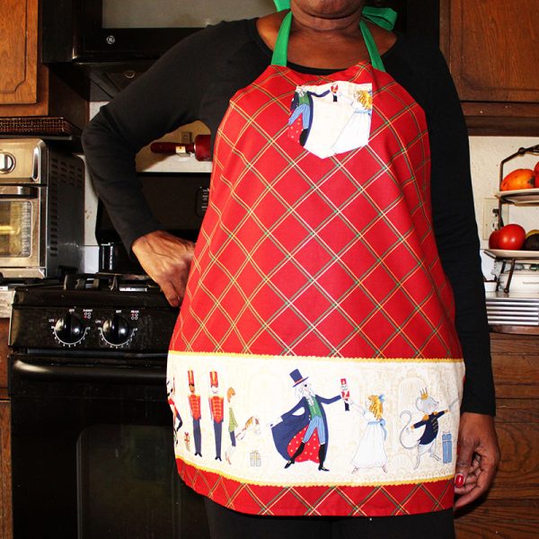 photo of Garment Saver Classic Tie Apron Set in Nutcracker pattern (front view)