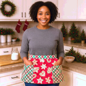 photo of Garment Saver Half Apron Set in Holiday Cookies pattern (front view)